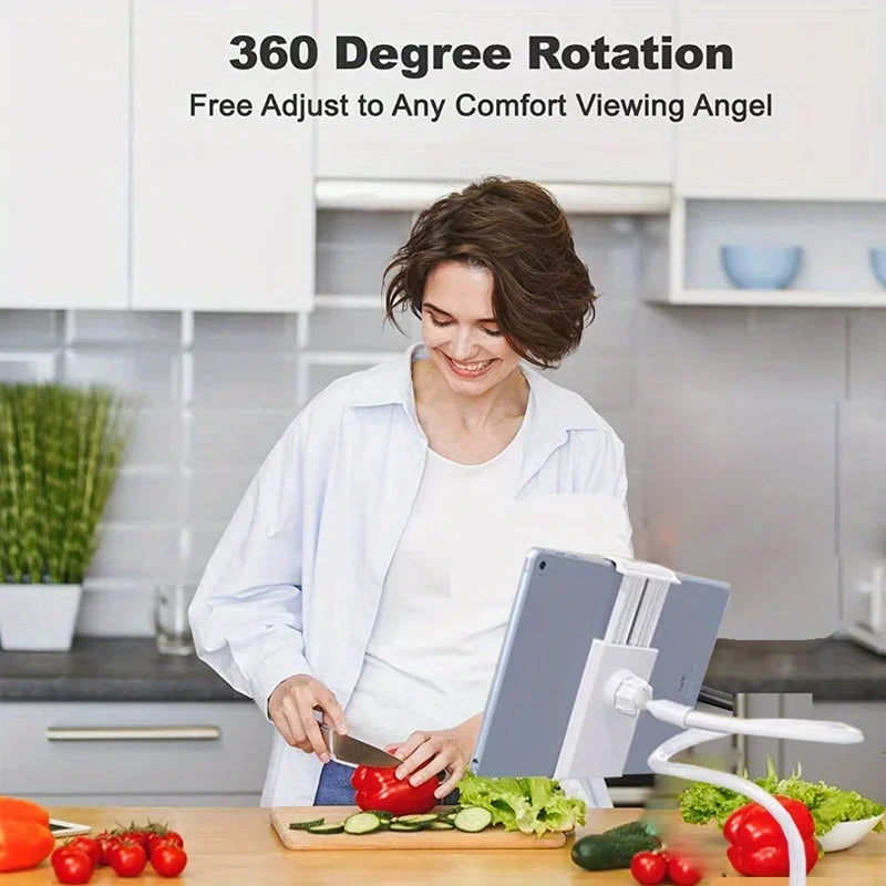 حامل دوار للهاتف والتابلت، يدور 360 درجة، حامل متين للهاتف والتابلت، تصميم يمنع السقوط للاستخدام بجانب السرير
