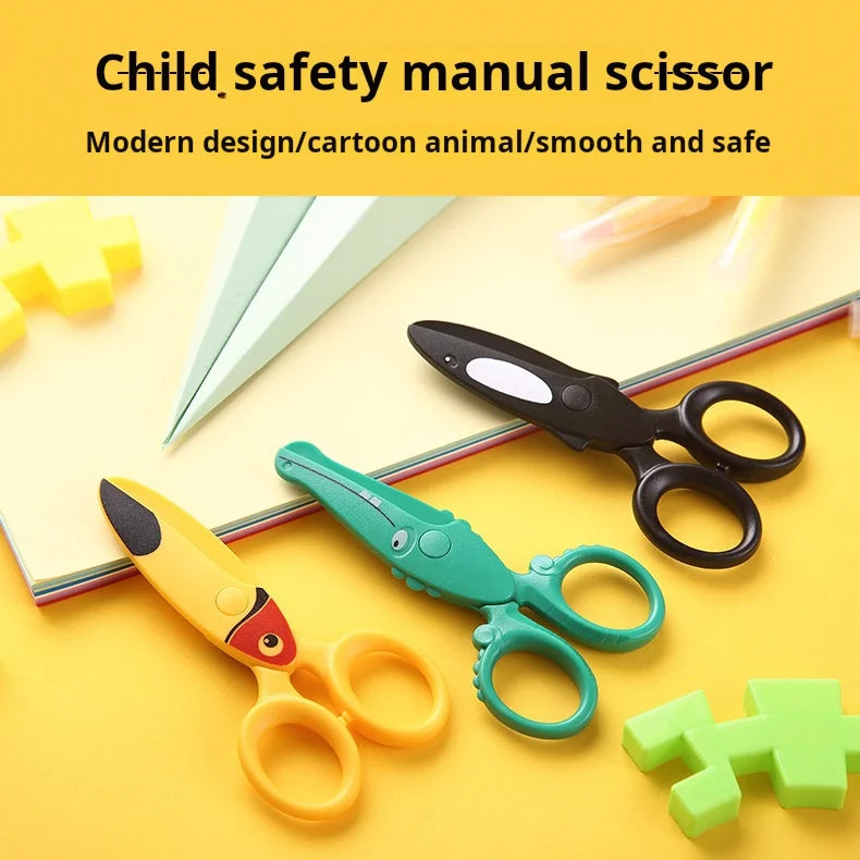 Kids Safe Scissors, Preschool Training Plastic Scissors with Cute Animal Design, Child-Friendly Craft DIY Tool for Art Home Use
