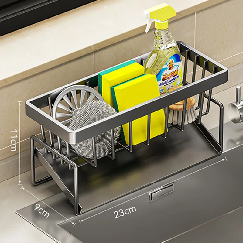 Sink Cleaning Tools Storage Rack Kitchen Multifunctional Stainless Steel Drain Rack for Sponge Cleanser Organizer Rag Hanger