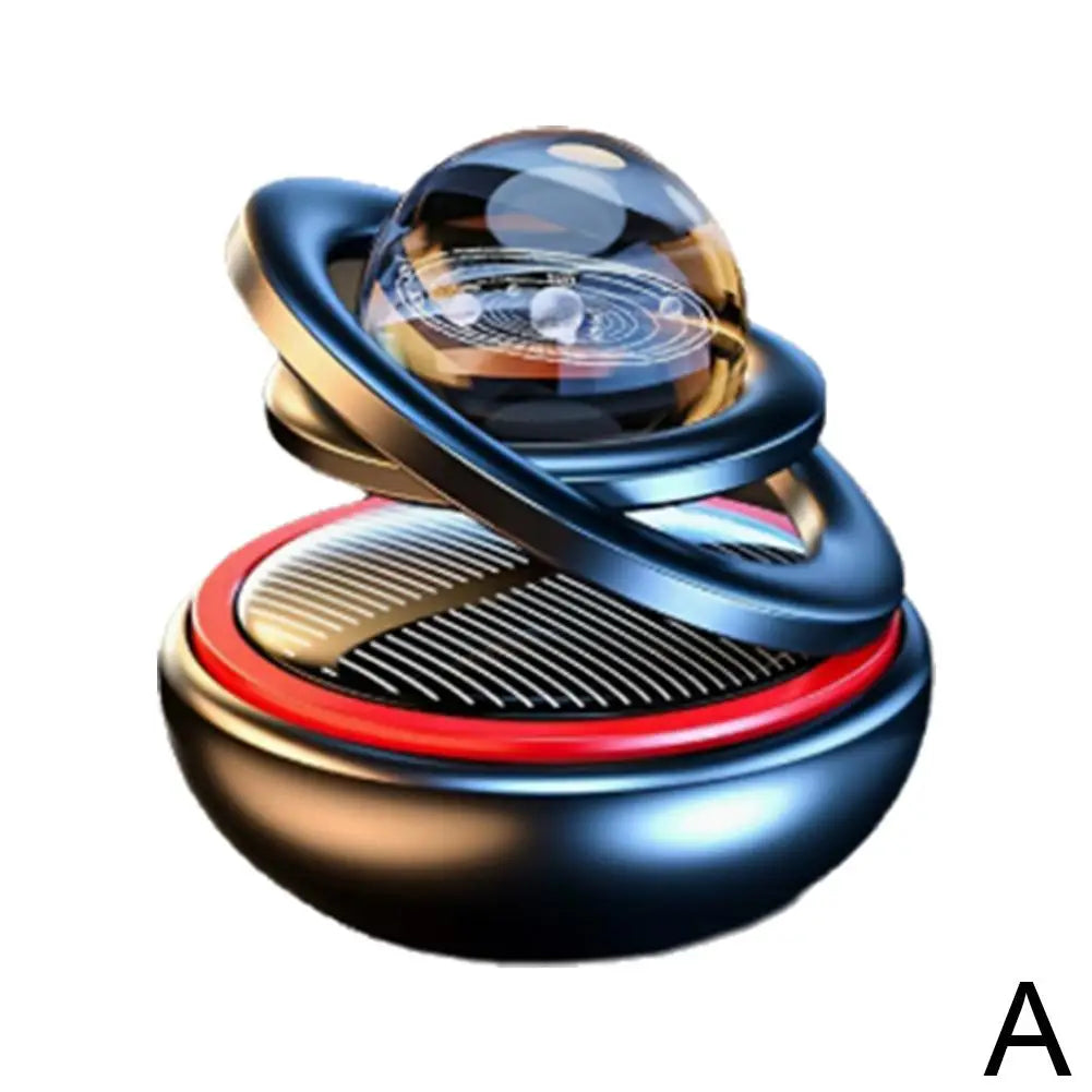 Car Air Freshener Solar Energy Air Purifier With incense tablets Autorotation Interstellar Ball Double Ring Suspension Decor