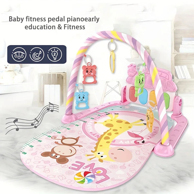 Baby fitness stand toy, newborn baby music, pedal piano, crawling mat, baby toy