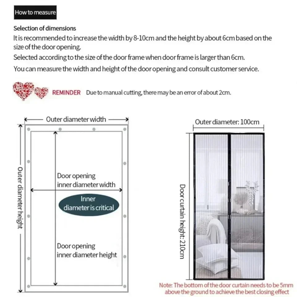 Anti Mosquito Magnetic Door Screen Invisible Mesh Curtain No Punching Auto Closing Insect Fly Bug Protector for Bedroom Entry