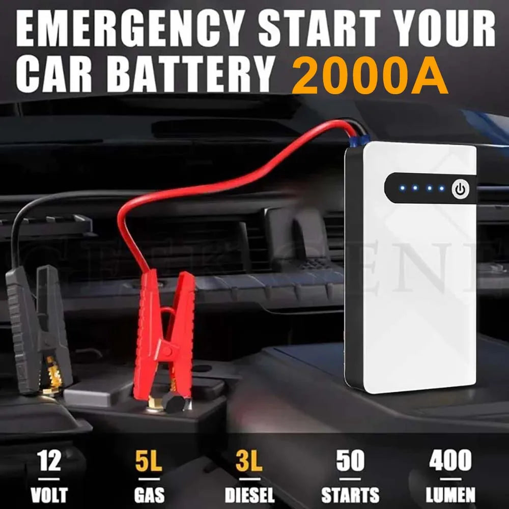 GKFLY 2000A Portable Car Jump Starter High Power Starting Device Car Battery Booster for Petrol / Diesel Cars