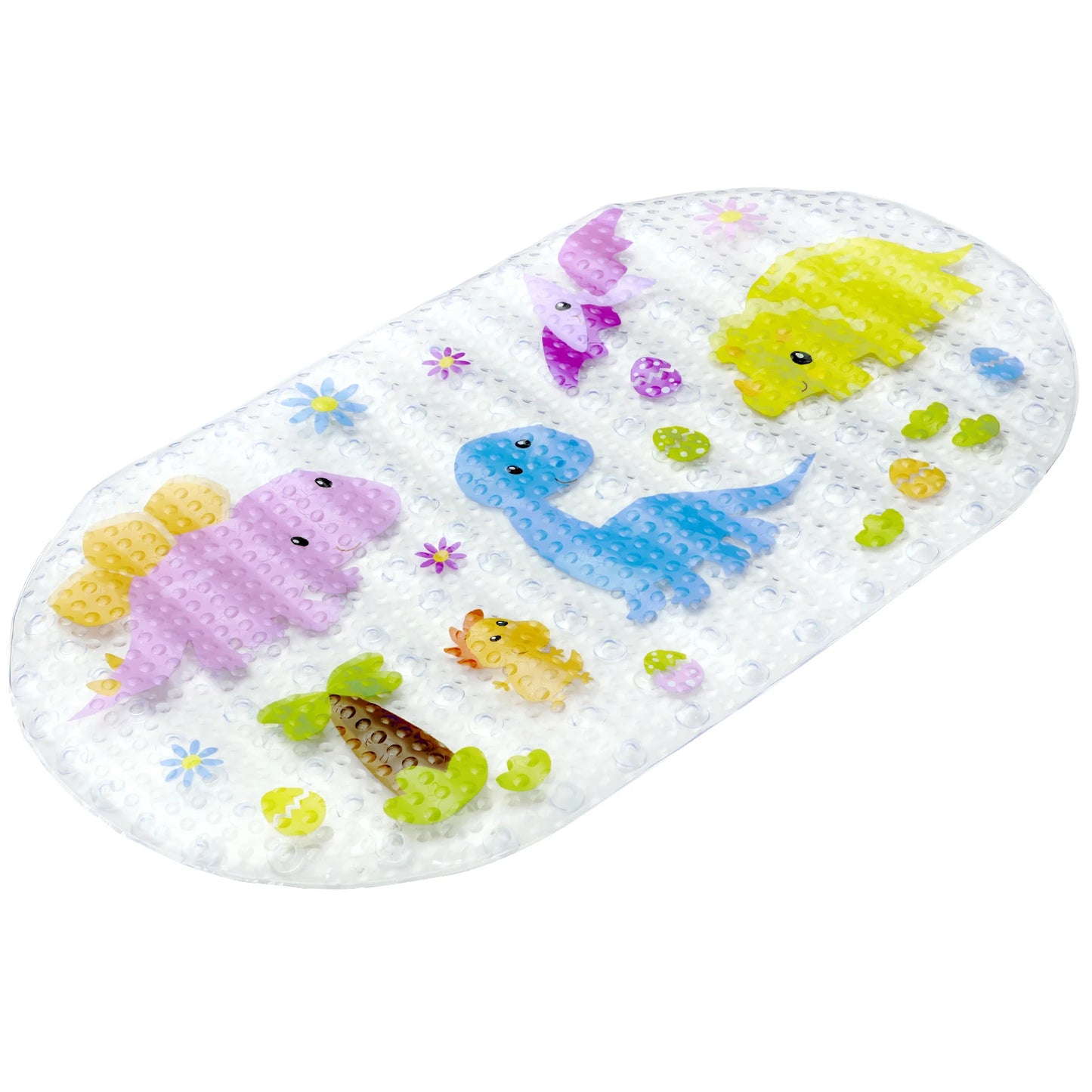 Kids Cartoon Non Slip Bathroom Mat PVC Baby Bath Mat with Suction Cup 69x39cm Oval Baby Bathroom Shower Mat for Household Bath