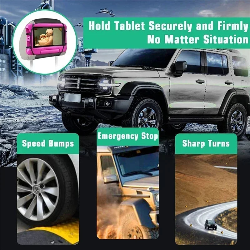 360 Rotating Adjustable Car Back Seat Kids Tablet Holder for IPad Pro Air Mini Kindle Anti-Slip Strap Bracket Stand Accessories