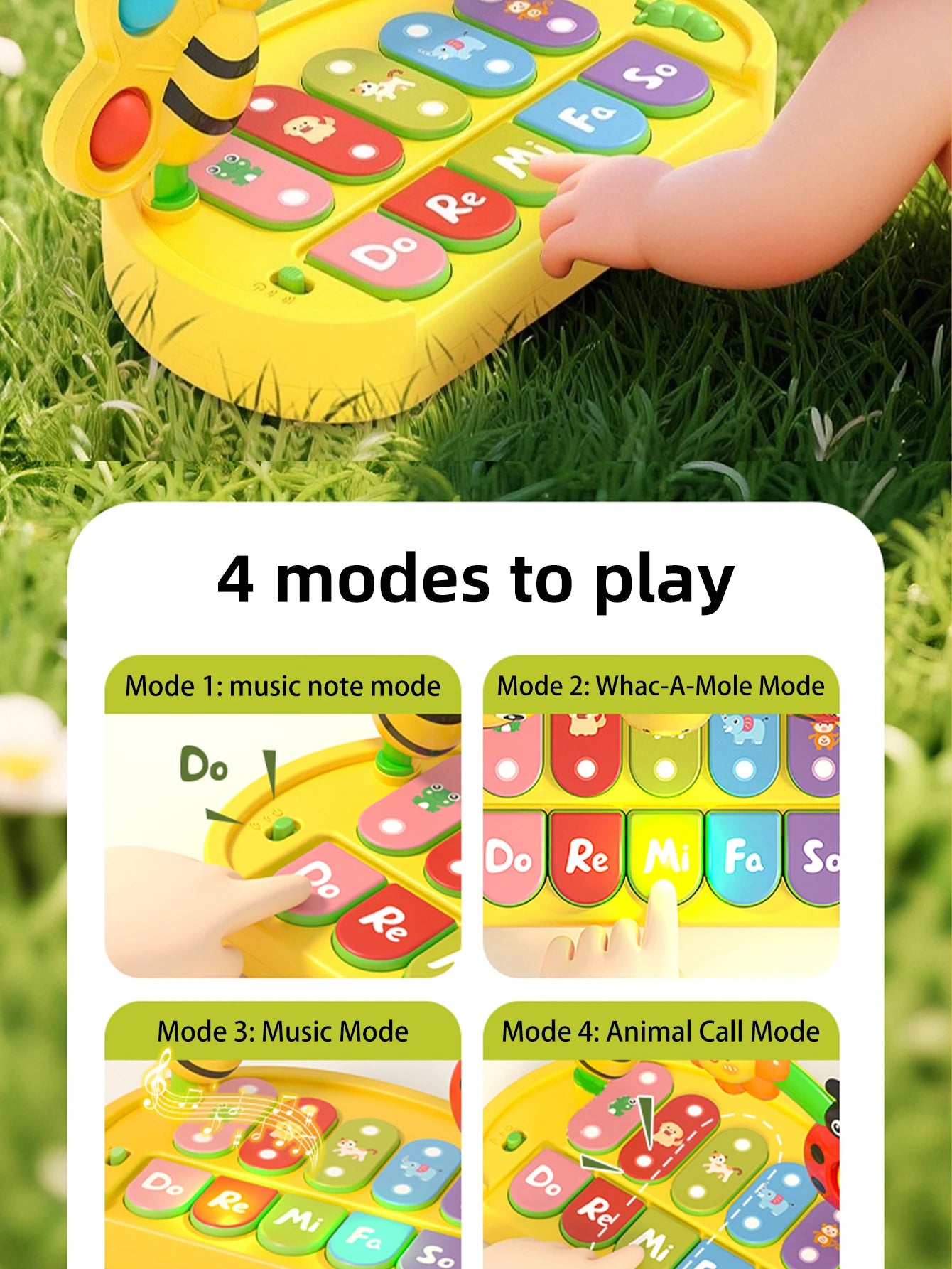 Baby Colorful Insect Musical Instrument - Baby Early Education Smart Electronic Piano Toy for Boys and Girls