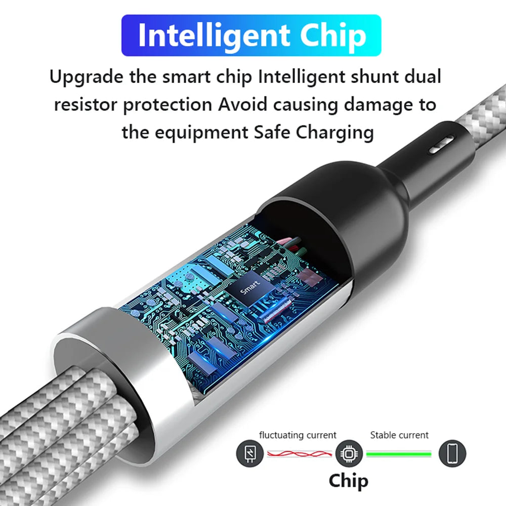 Многофункциональный USB-кабель для зарядки (3А) USB-кабель 4 в 1, адаптер для быстрой зарядки iPhone, Android-смартфонов, планшетов и других устройств.