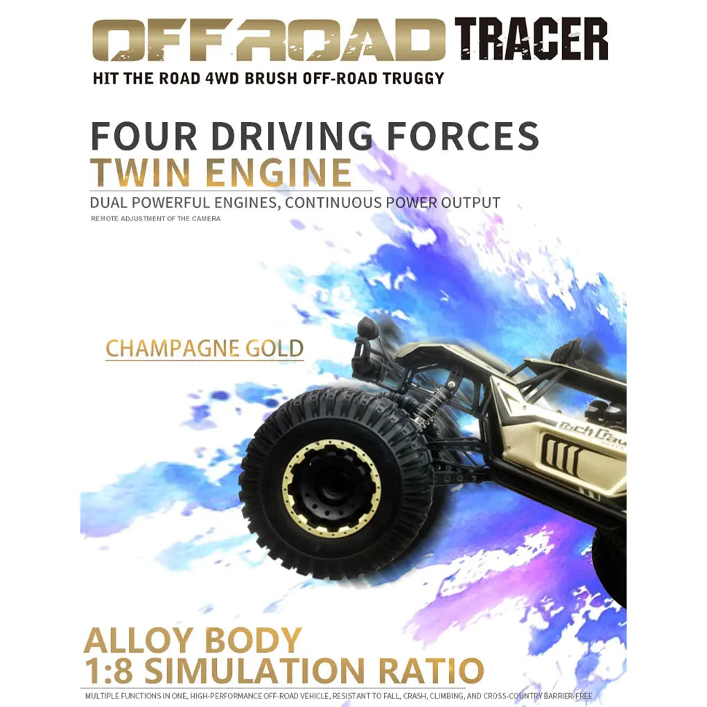4WD Metal Alloy Body RC Truck Off-Road 4x4 2.4G 1/8 All Terrain Large Rock Crawler Remote Control Car Toys Gift for Children Toy