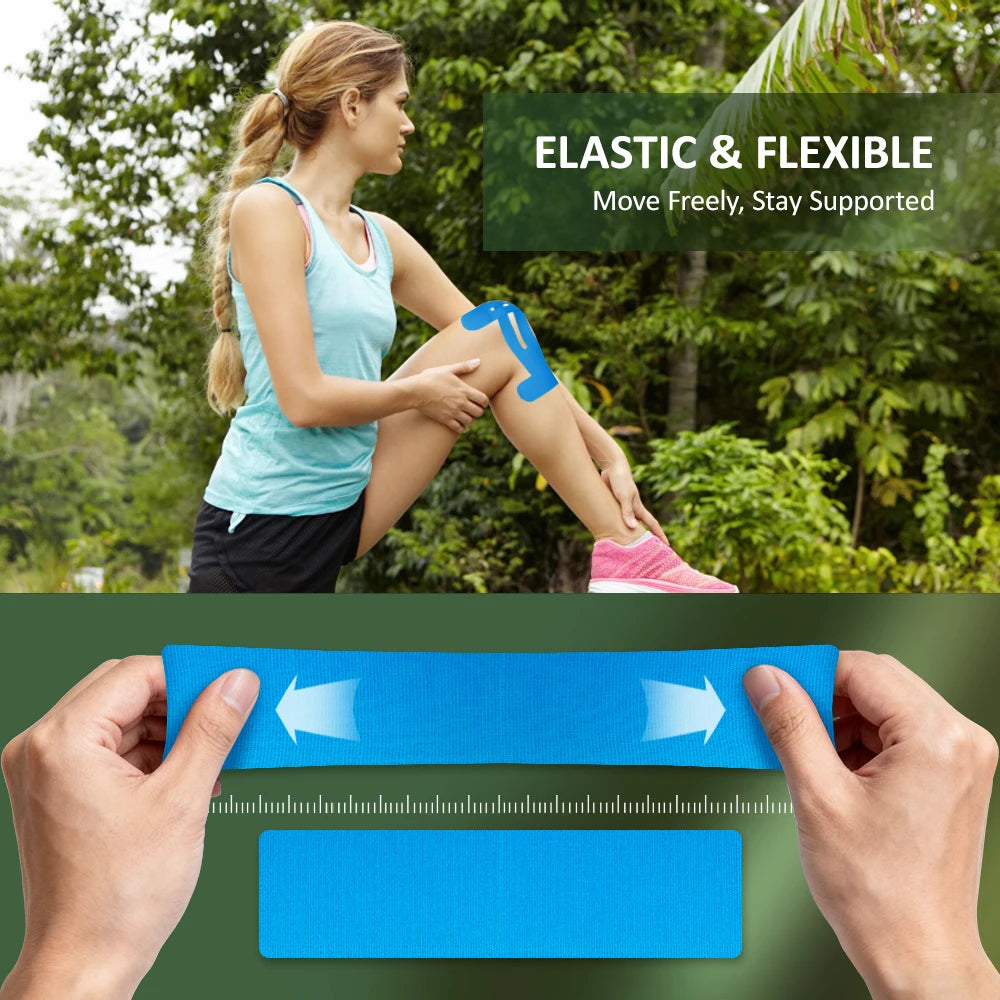 5PCS Elastic Knee Support Tape - Precut Kinesiology Knee Stickers for Stability & Joint Protection, Breathable & Hypoallergenic