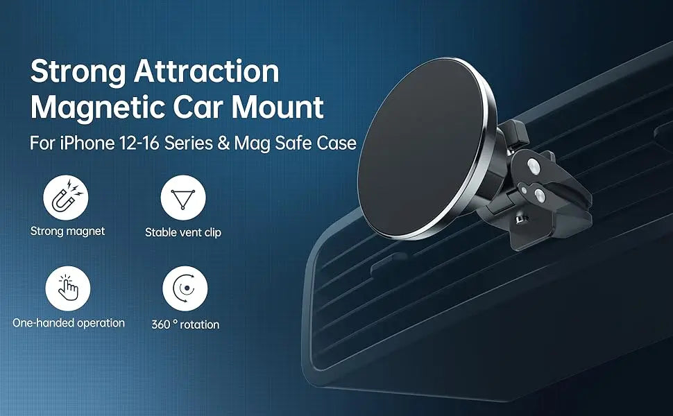 Magnetic Phone Holder for iPhone 16 15 14 13 12 Universal Adjustable Car Air Vent Mount with Strongest Magnet Cell Phone Bracket