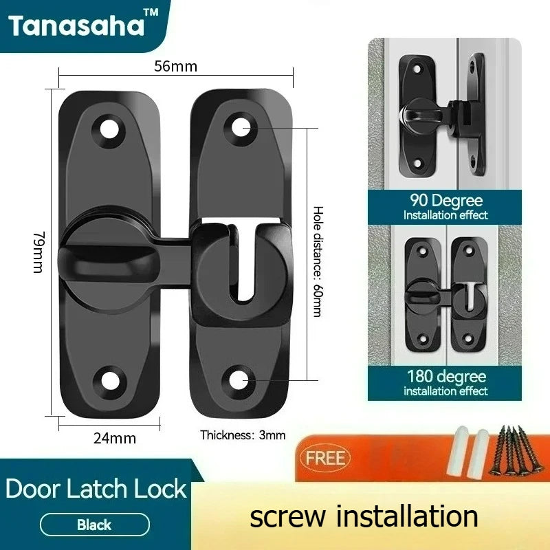 Hasp Latch Door Lock Anti-theft Buckle Latch Zinc Alloy Black Cabinet Locks Safety Lock Sliding Door Lock Door Bolts Hardware
