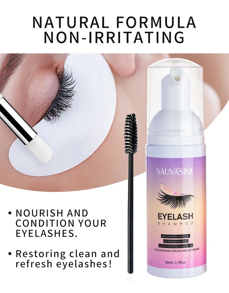 5/10PCS 50ML Eyelash Extension Shampoo Foam Mousse Kit Fast Makeup Glue Removal Foam Set Deeply Cleaning With Brush For Women