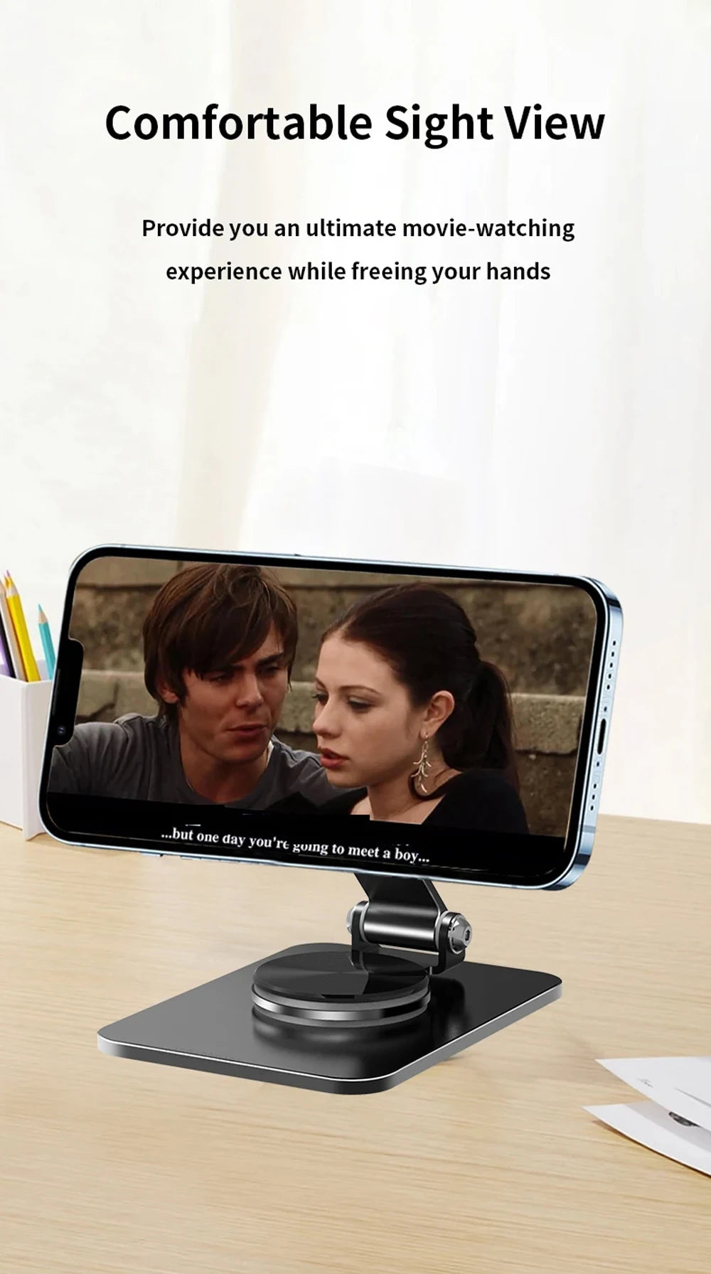 Phone Holder Desktop Magnetic Phone Stand 360° Rotation Foldable Desktop Cell Phone Stand For iPhone 15 14 13 12 Pro Max
