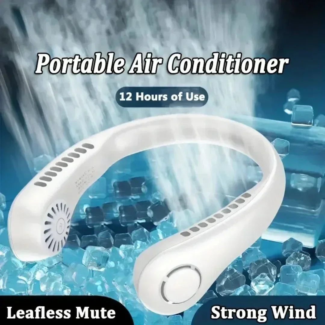 Summer portable mini home air-cooled neck hanging fan Outdoor sports, running, travel bladeless, wearable USB neck Stra