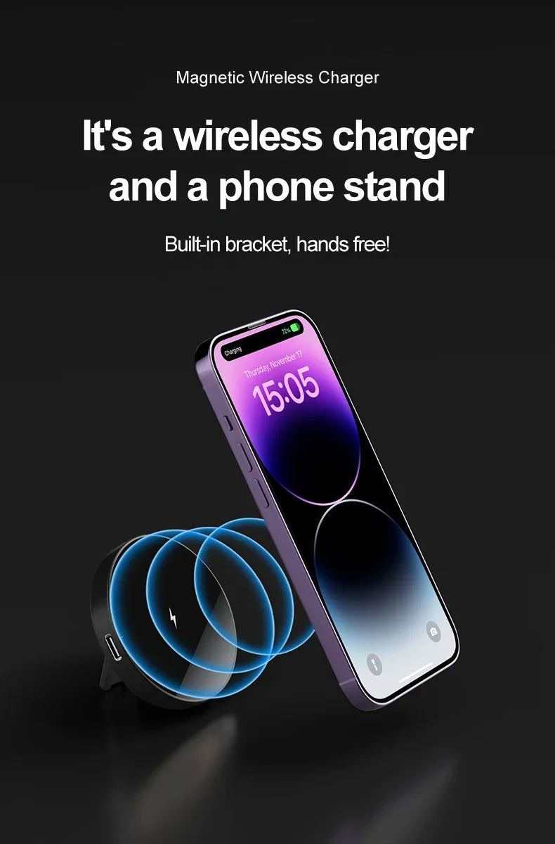 30W Strong Magnetic Wireless Charger Stand Pad For iPhone 14 13 12 Pro Max Phone Holder Macsafe Fast Charging Desk Dock Station