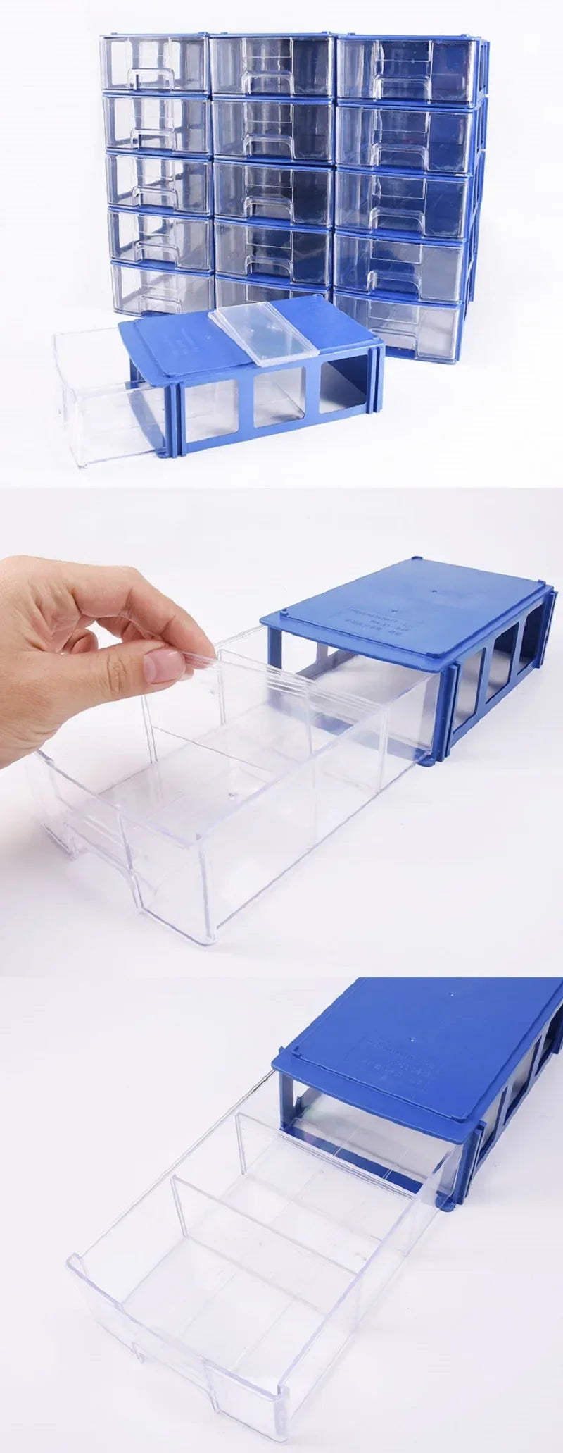 10 Pieces Drawer Storage Box Stackable Rectangular Small Parts Tool Storage Box Office Desktop Organizer