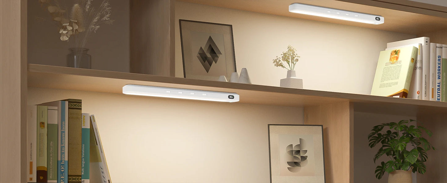 WILLED Rechargeable Motion Sensor Cabinet Light Indoor 3 Colors Dimmable Magnetic Light Bar Night Light for Cabinet Closet Desk