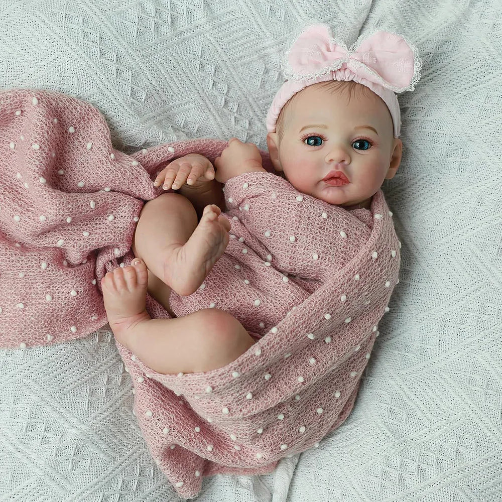 Baby Dolls Like Real Bebe Reborn Silicone Vinyl Full Body 45cm Realistic Newborn Girl Painted Babies Lifelike Doll Toy Gifts