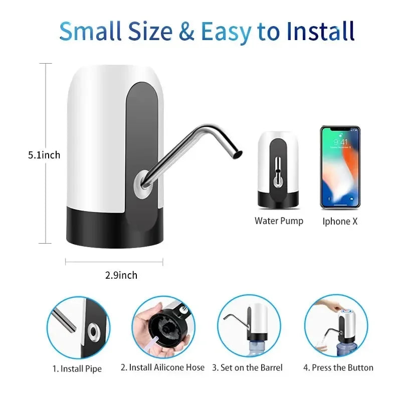 USB Water Dispenser Waterer Drink Items Automatic Manual Pump Rechargeable Electric Kitchen. Bottle Dispensing Drinkware Carboy