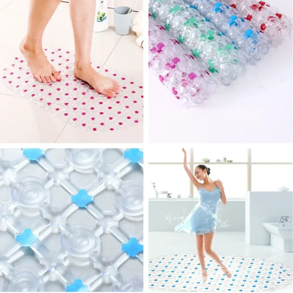 New Non-slip PVC Anti-skid Bath Mats Soft Shower Mat Massage Mat with Suction Cup Non-slip Bathtu Bath Mat Bathroom Accessories