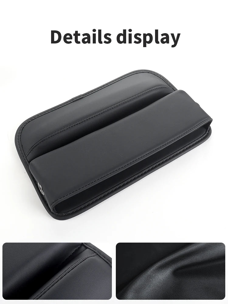 Leather Car Seat Gap Organizer Multifunction Console Crevice Filler Side Storage Box with Cup Holder Car Interior Storage Pocket