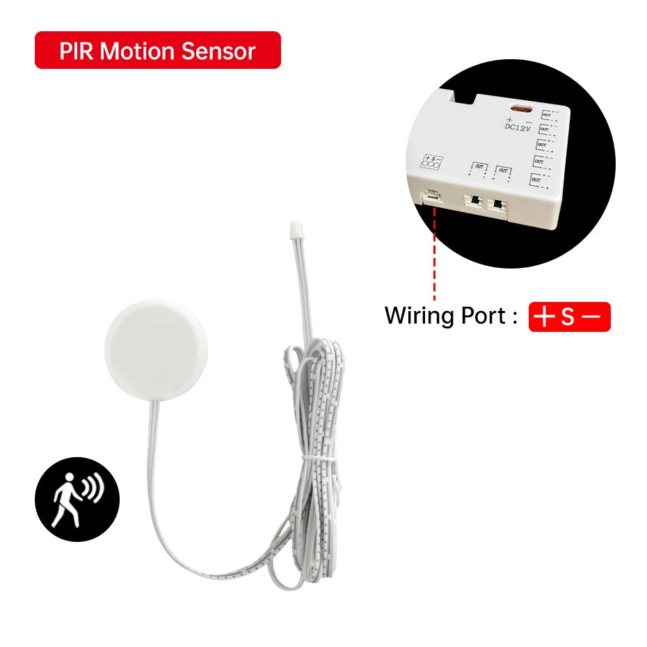 LED Strip Sensor Switch DC12 24V Touch/PIR Motion/Dual Door Sensor for Cabinet Closet & Drawer DIY Shelf Showcase Lighting