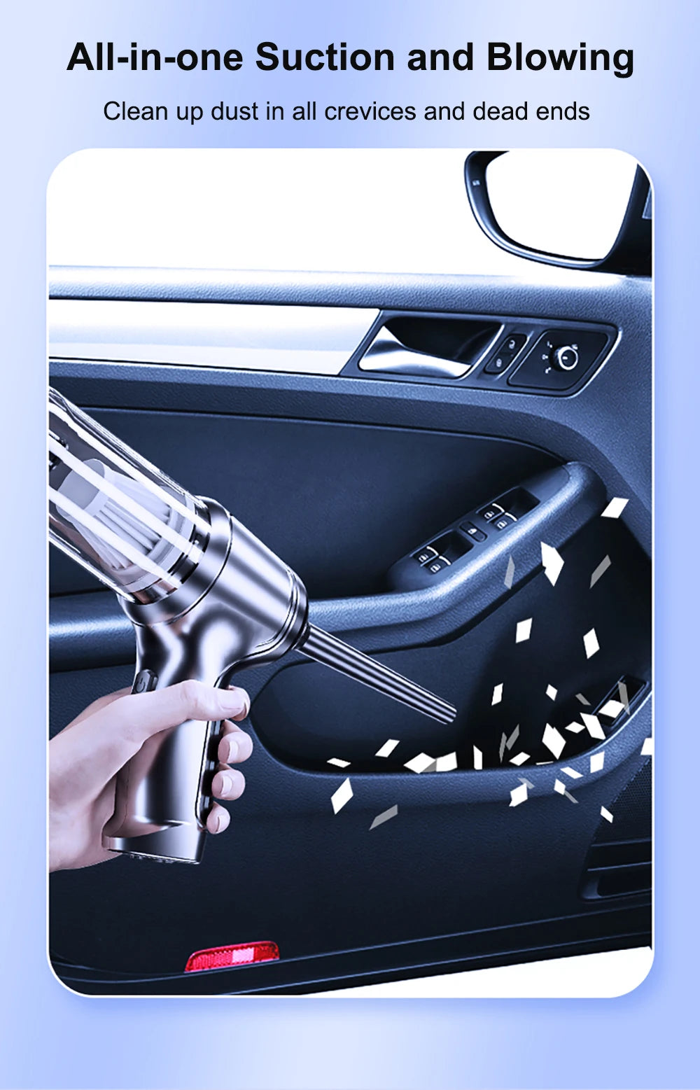 Car Vacuum Cleaner Wireless Portable Vacuum Cleaner 95000PA High Power 2 in 1 Mini Handheld Vacuum Cleaner Blower for Car Home