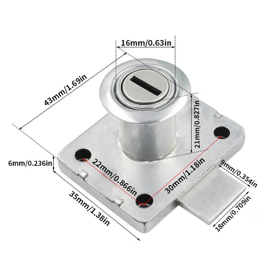 Drawer lock with key, used for bedside tables, wardrobes, office and household furniture locks