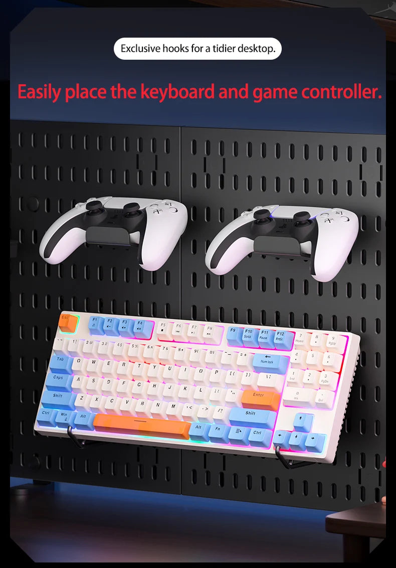Desktop pegboard storage kit: Stand-up clip - on panels, perfect for home office and study storage.