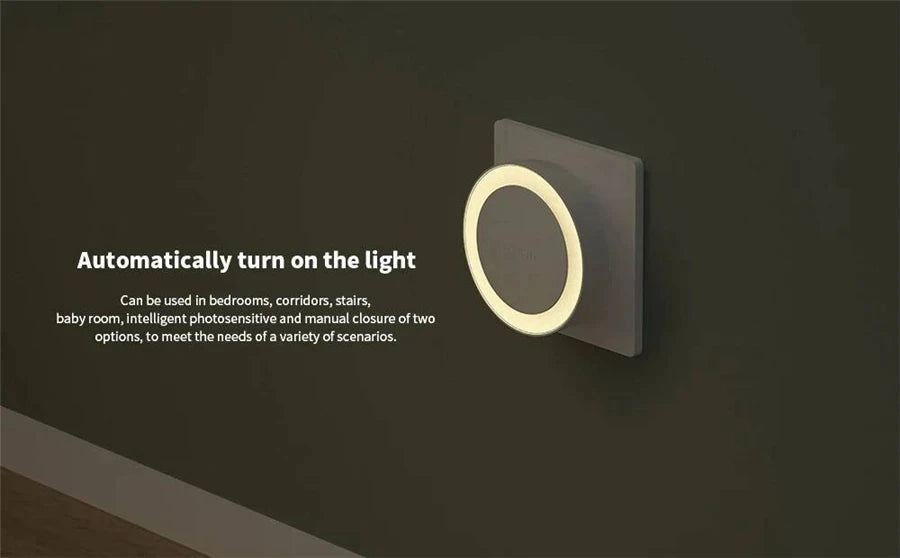 مصباح ليلي ذكي من Yeelight، مزود بتقنية التعرف الذكي، موفر للطاقة، استهلاك منخفض للطاقة، مزود بمستشعر ضوئي، قابس أوروبي