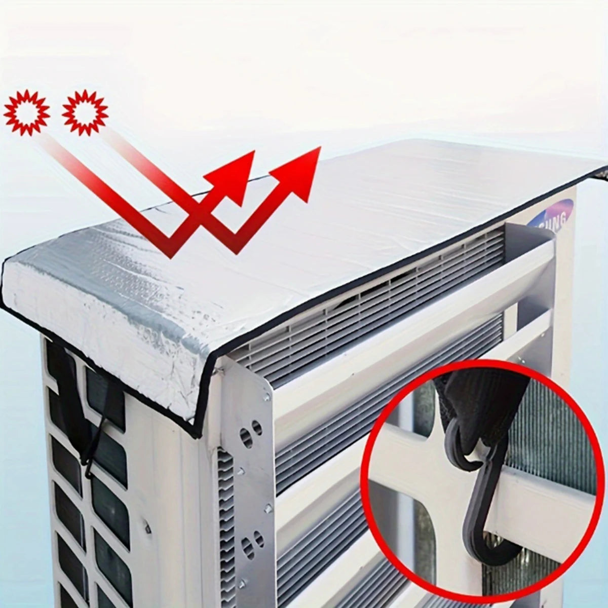 One aluminum foil heat insulation film sun protection and flame retardant sunshade for the outdoor unit of an air conditioner