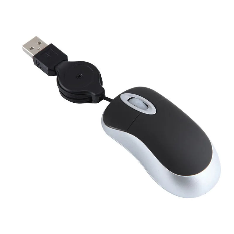 Mini USB Mouse with 4-70cm Extension Cords Optical Mice 1000dpi 3 Buttons for PC Computer Laptop Portable Stretchable USB Mouse