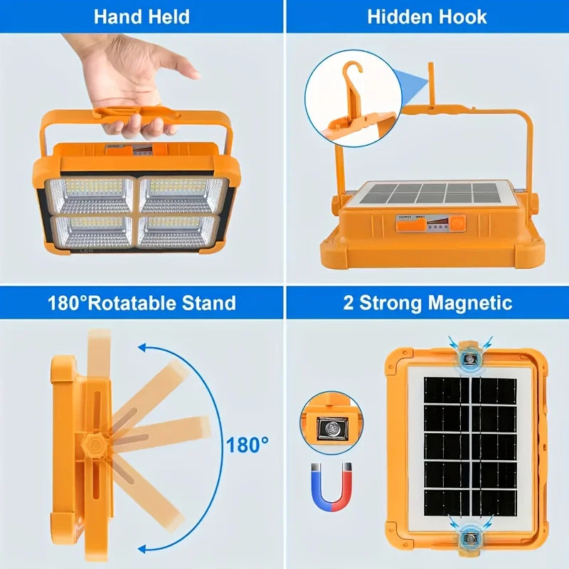 Solar work light outdoor LED solar light outdoor waterproof garden light emergency camping light hanging light street garden