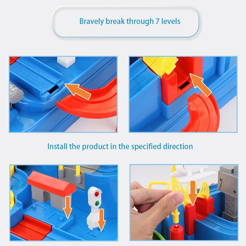 Children educational novelty toys Racing Rail Cars Model inertial gliding track car adventure Mechanical Interactive Toy for kid