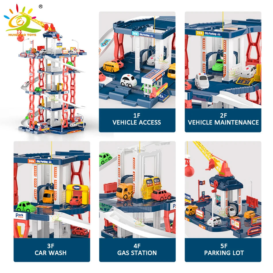 DIY Children's Parking Toy City Car Parking Lot Building Assembly Multi-Layer Rail Track Slot Garage Toys for Children Boy Gifts