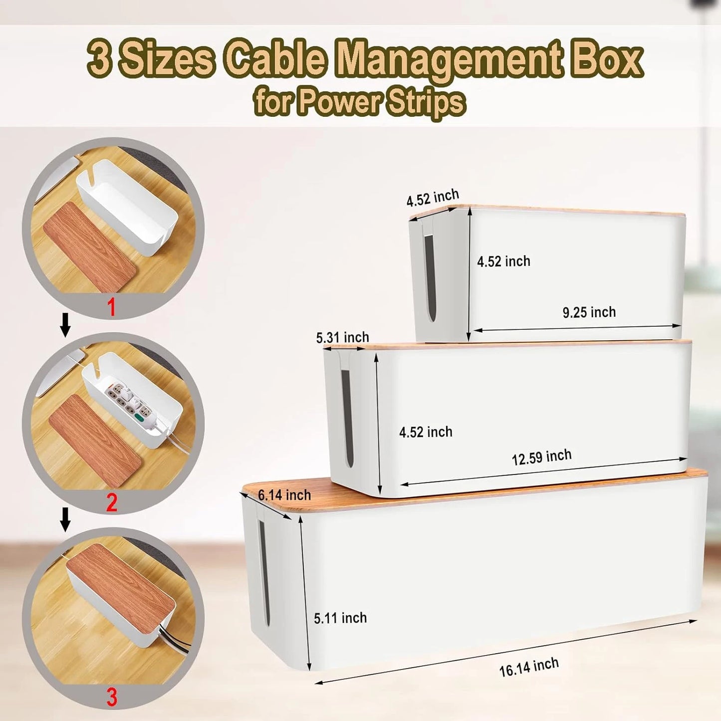 Cable Storage Box Power Strip Case Wooden Power Line Wire Management Organizer Anti-Dust Charger Socket Network Line Storage Bin