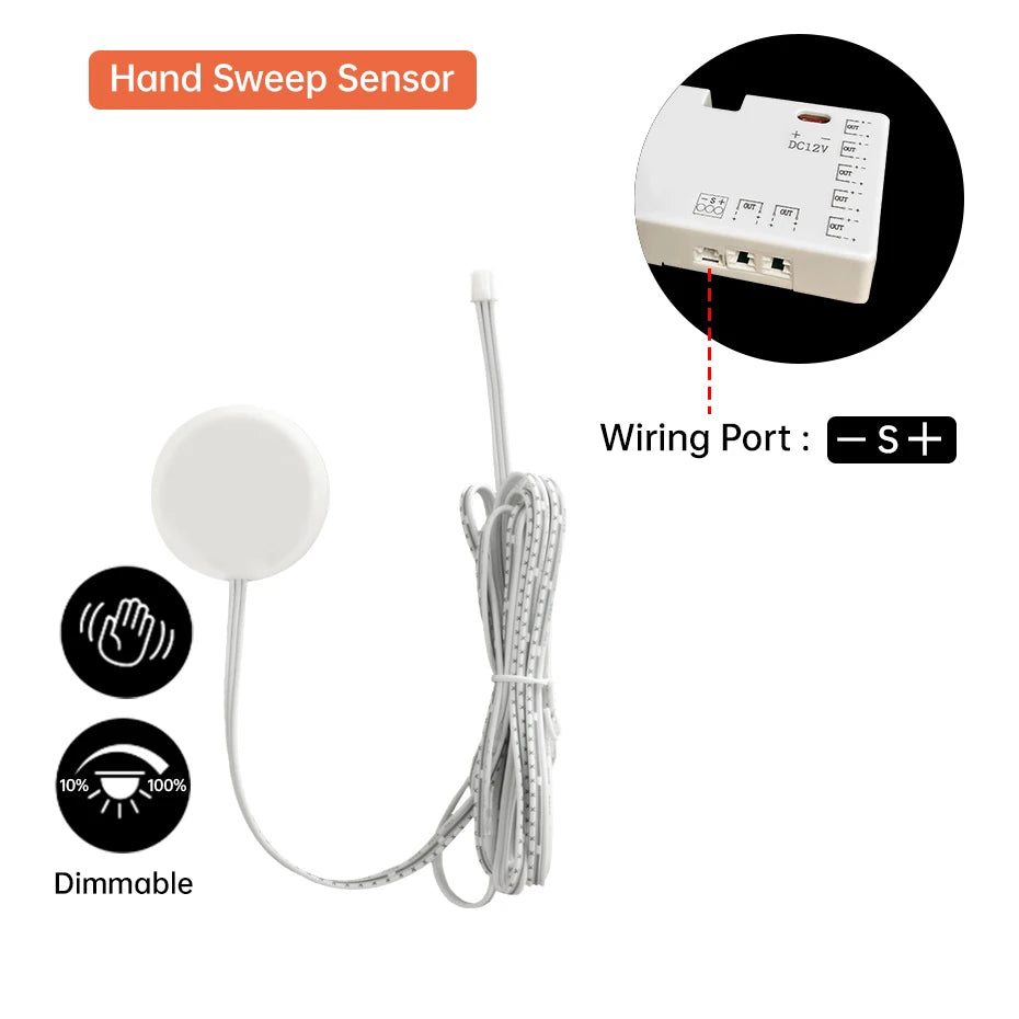 LED Strip Sensor Switch DC12 24V Touch/PIR Motion/Dual Door Sensor for Cabinet Closet & Drawer DIY Shelf Showcase Lighting