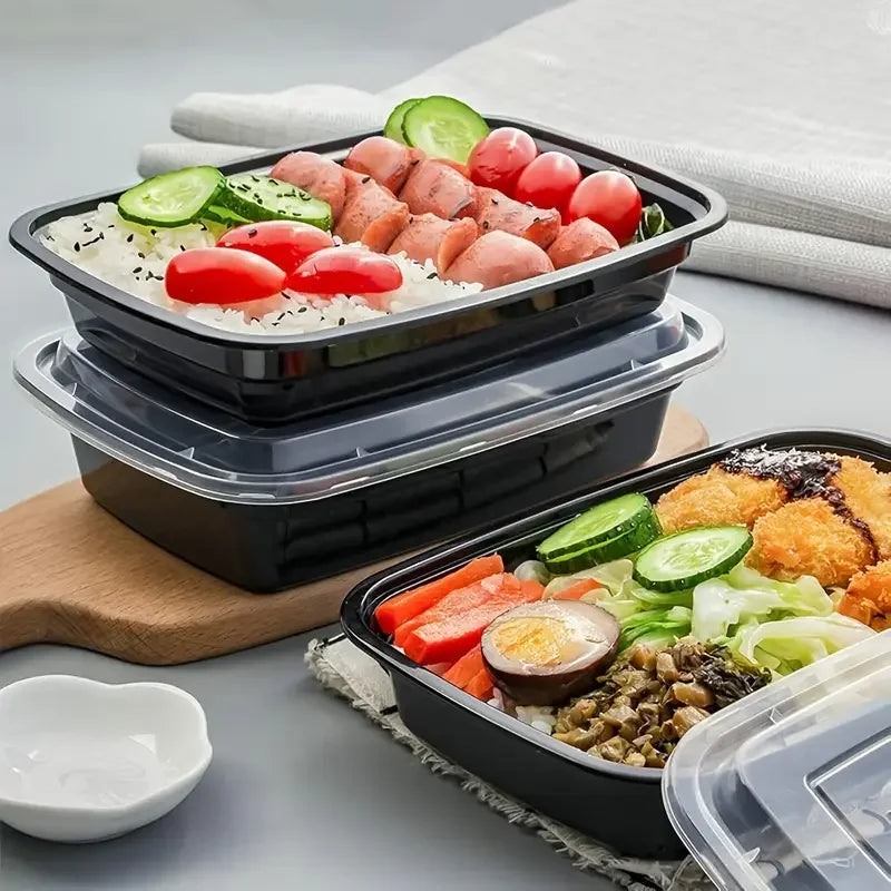 علب طعام بلاستيكية للاستخدام مرة واحدة مع أغطية، مانعة للتسرب، علبة غداء بينتو، علب لحفظ الطعام طازجًا في الثلاجة، أدوات مائدة لتخزين الطعام في المطبخ