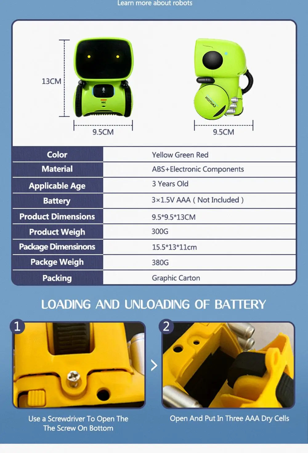 Emo Robot Intelligent Robots Russian & English & Spanish Version Voice & Touch control Toys Interactive Educational Children's G