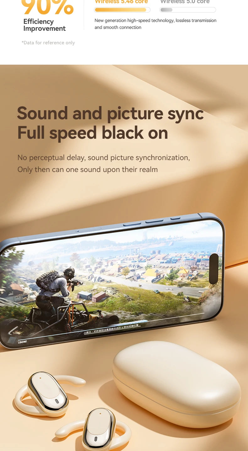 OWS earbuds True wireless headphones Bluetooth 5.49 low latency gaming and sports headphones High-fidelity stereo noise-cancelli
