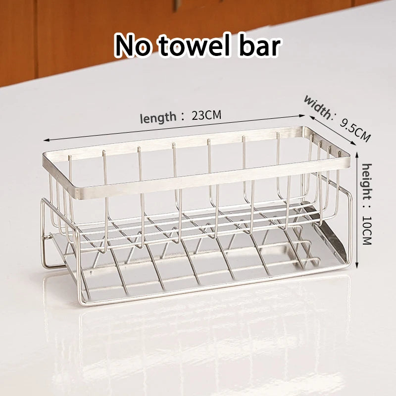 Sink Cleaning Tools Storage Rack Kitchen Multifunctional Stainless Steel Drain Rack for Sponge Cleanser Organizer Rag Hanger