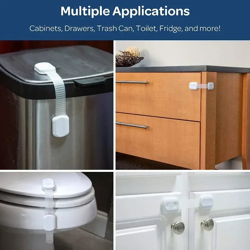 Baby Safety Lock Drawer Child Safety Cabinet Locks  Baby Safe Straps Adhesive Cabinet Drawer Door Latches  baby safety