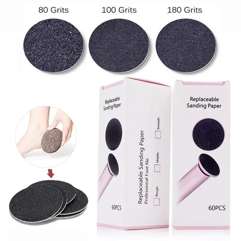 60Replaceable Sanding Disc Callus Remover Tool Electric Foot File Hard Callus Dead Skin Repair Foot Care Set