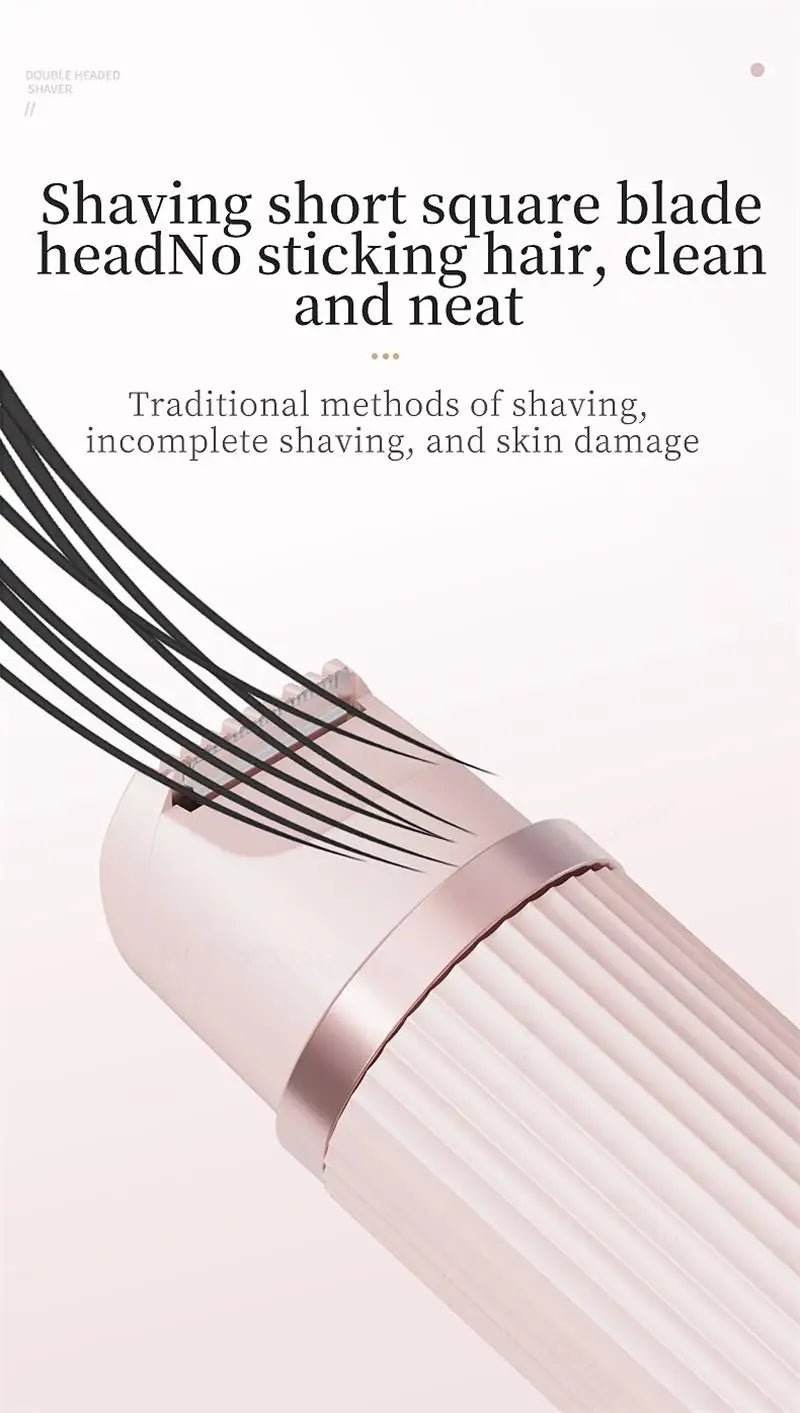 Beard Trimmer 2 in 1 Electric Shaver for Women Double Head Body Hair Removal Underarm Bikini Beard Hair Trimmer Electric Razor
