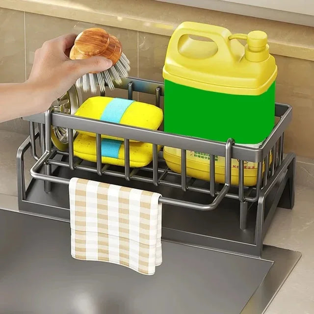 Kitchen Sink Drain Rack Organizer Carbon steel Self-draining Sink Shelf Soap Sponge Holder Dishcloth Towel Rack filter basket