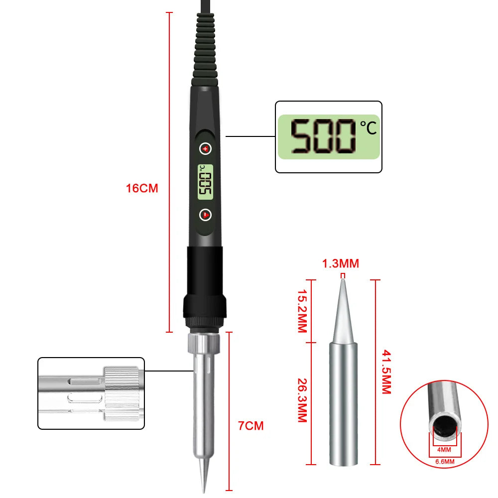 LCD Digital Adjustable Temperature 80W Soldering Iron Electric Welding Tools Solder Wire Tweezers DIY Hand Tool