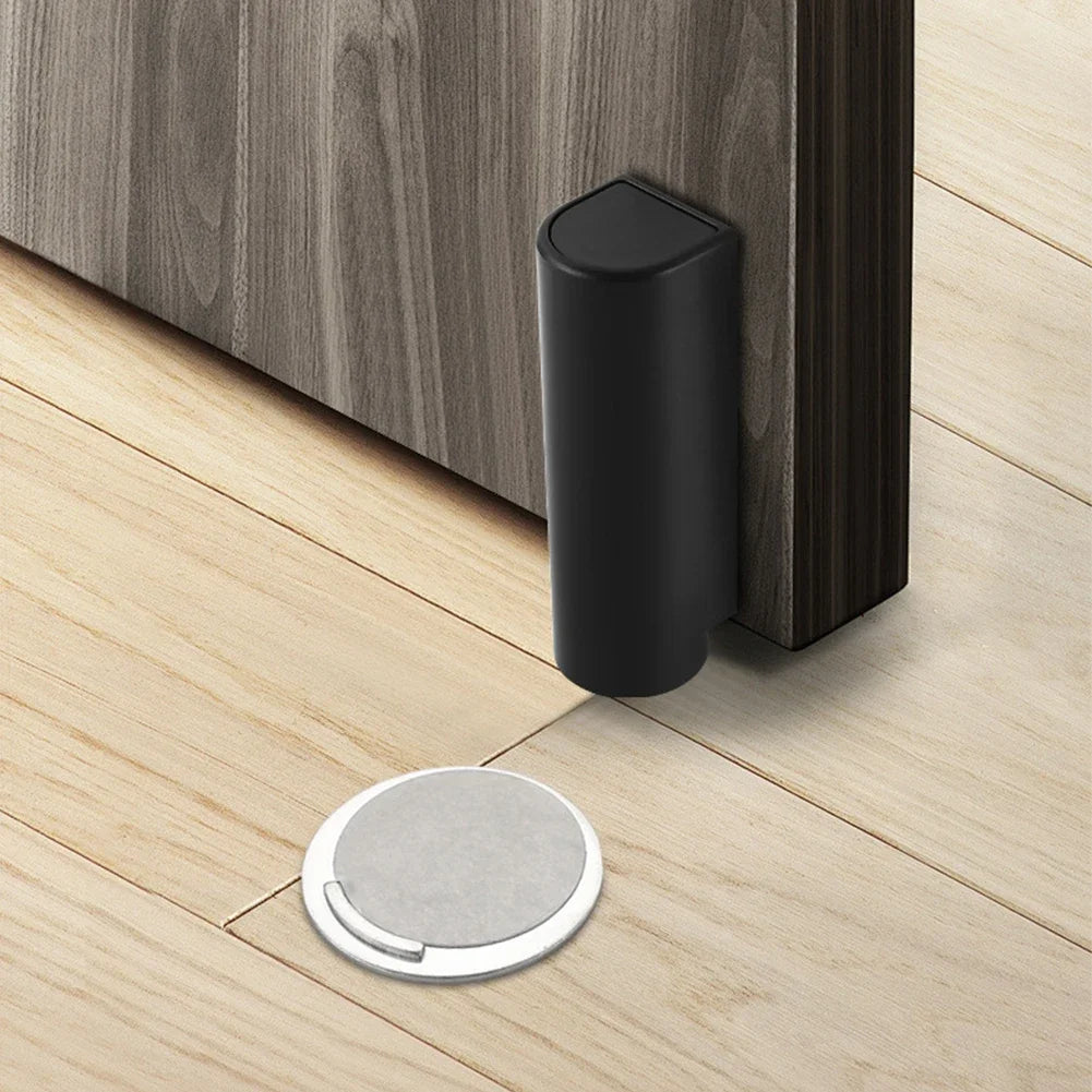 Heavy Duty Magnetic Door Stopper Stainless Steel Doorstop Black Without Punching Door Suction Door Holder Door Hardware Touch