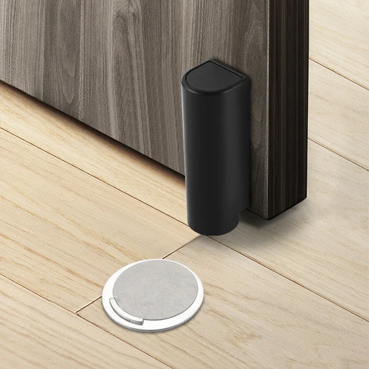 Heavy Duty Magnetic Door Stopper Stainless Steel Doorstop Black Without Punching Door Suction Door Holder Door Hardware Touch