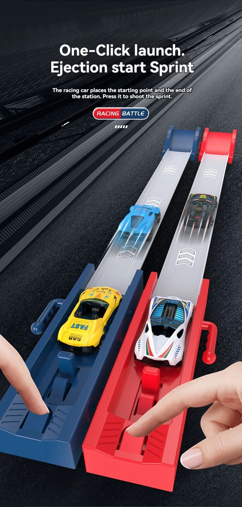 Rail Car Track with Race Track Racing Set Toy Vehicle Alloy Car Kids Catapult Car Competitive Play Game for Kids Toy Christmas