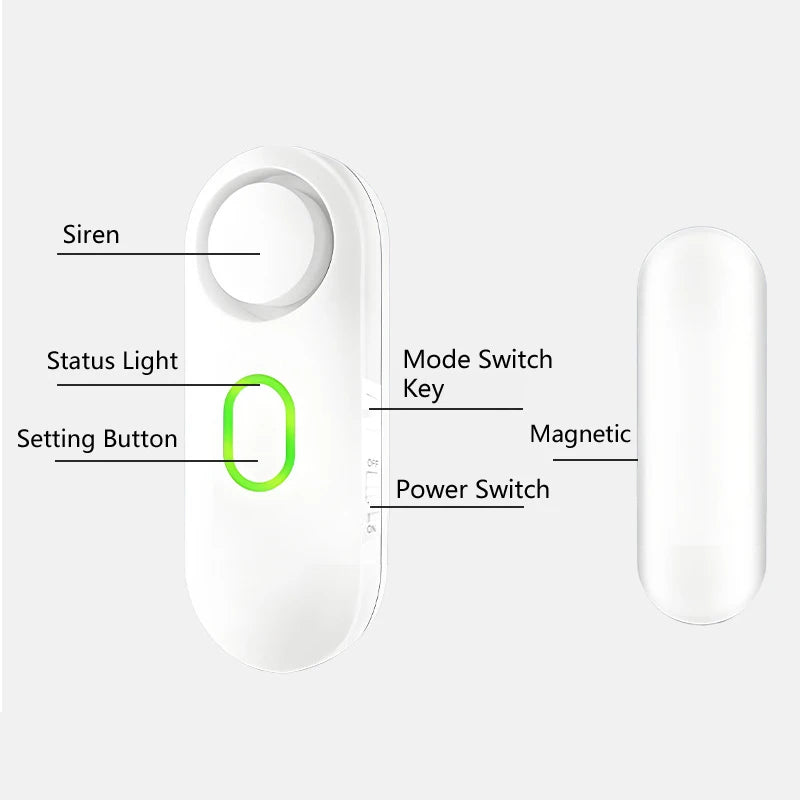 Wireless Door Window Alarm with Remote Control, 3 Modes (Welcome/Door Open/Alarm), Double-Sided Tape Mounting Installation,